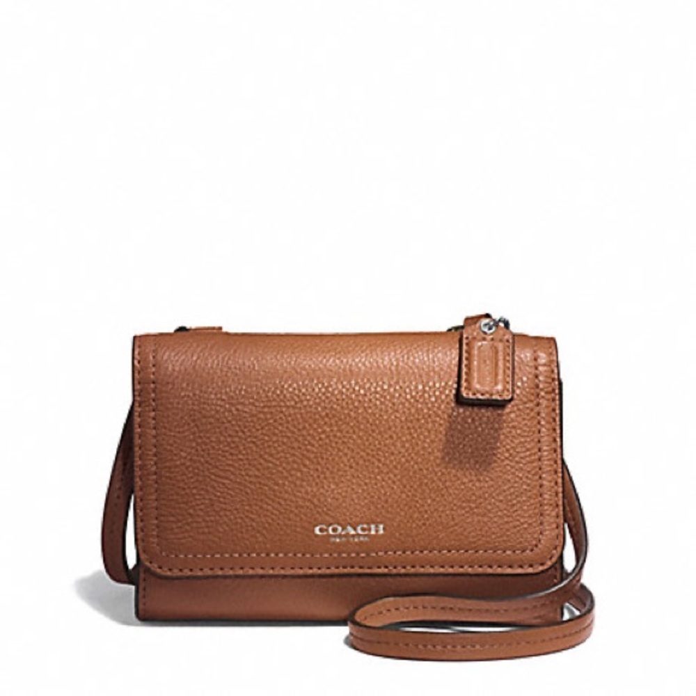 Vintage Coach Avery phone purse genuine leather crossbody tan